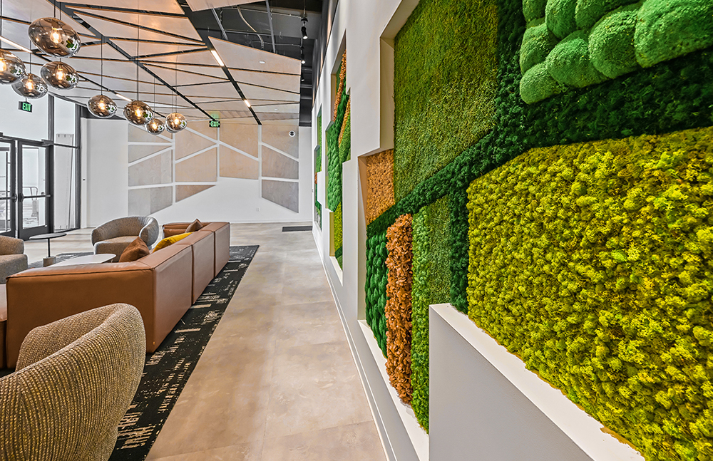 Living plant wall in the Common Place lobby in Ashwaubenon, Wisconsin