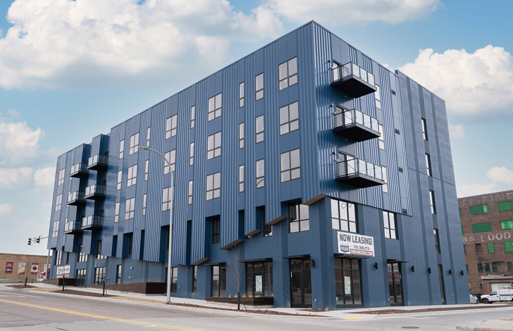 Exterior view of Urbane 1220 mixed use development in downtown Sioux City